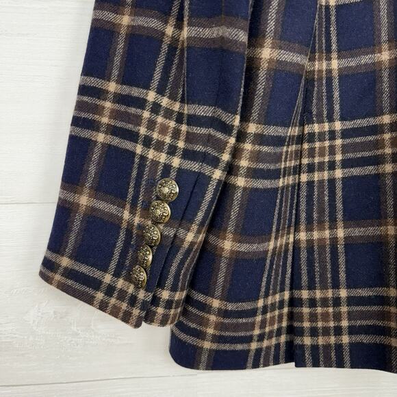 Veronica Beard Double Basted Blazer Size 14 Navy Plaid Wool Oria Dickey Academia - Picture 8 of 16